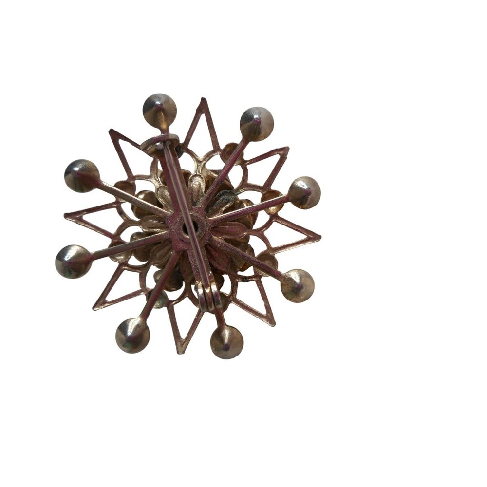 Vintage Estate Costume red "Rhinestone" Gold Brooch Pin Jewelry - Picture 3 of 3